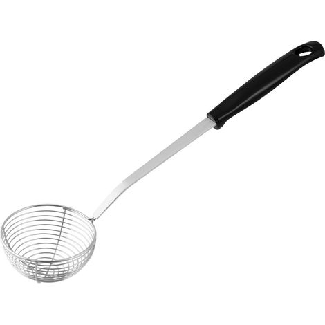 Rete per fonduta cinese, cestello per fonduta, in plastica e acciaio inox, nero, 27 x 7,8 cm