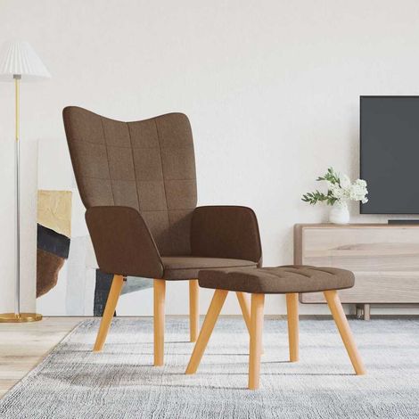 vidaXL Sillón de relax con reposapiés tela marrón (1/5)
