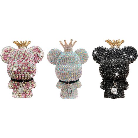 Diffuseur de parfum voiture ours strass brillant, clip décoratif pour bouche d'aération, accessoire intérieur auto suspendu (1/4)