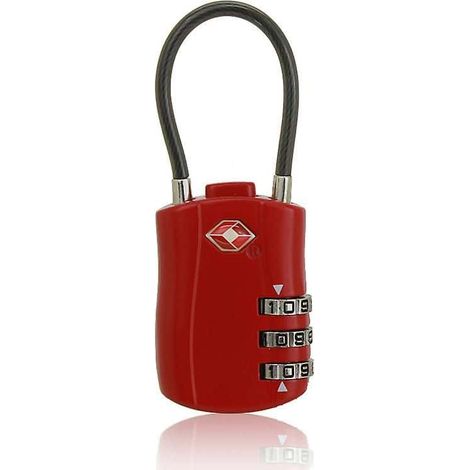 Câble antivol codé pour vélo, valise, sac de voyage, casier ou sac à dos Utile pour sécuriser tous les bagages, approuvé Tsa, cadenas à combinaison à 3 chiffres.rouge