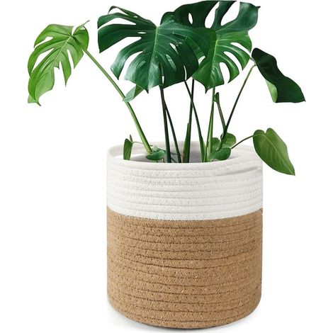 20cm Flower Pot with Liner, Cotton Woven Storage Basket, Indoor Plant Pot, Home Decor (20cm x 20cm) (1/5)
