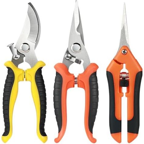 Gartenschere Set, Baumschere Gartenscheren 3 Stück Pflanzenschere Rosenschere Gartenschere Kräuterschere Rebschere Bypass Schere Scharfe aus Edelstahl für Pflanzen