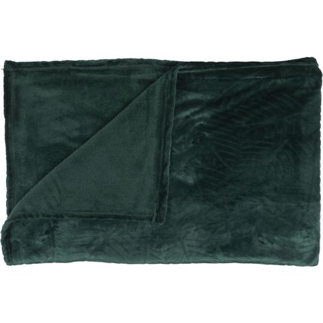 Plaid Flanelle Embosse "Roméo" 150x200cm Vert Sapin (1/3)