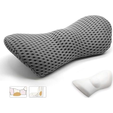 Coussin lombaire en mousse à mémoire de forme, fermeté équilibrée pour soulager les douleurs du bas du dos (gris foncé) (1/4)