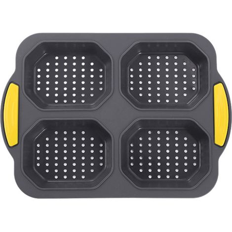 Moule à pain et à gâteaux, 4 cavités, pour four, pâtisserie et cuisine maison, réutilisable, résistant à la chaleur et facile à nettoyer.-AquaForge (1/5)