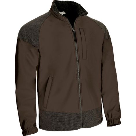 Chaqueta softshell con refuerzos diseño bicolor extra-resistente e impermeable VALENTO CALEDONIA S Marrón / Negro