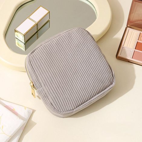 Ensemble de 2 étuis pour serviettes hygiéniques, tampons et culottes menstruelles, pochettes de rangement pour serviettes hygiéniques, coffret cadeau pour jeunes filles, gris (1/4)