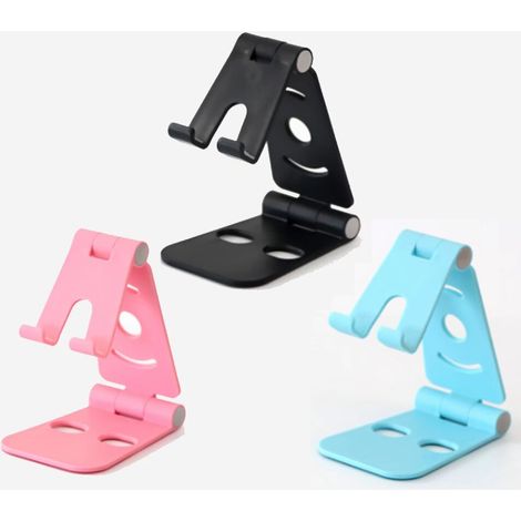 Lot de 3 Support Téléphone, Support Tablette, Support Portable Bureau Multi-Angles Réglable, Compatible avec iPhone 12 11 Pro XS XS Max XR X 8 7 6S Plus, Samsung, Smartphones (Noir+Rose+Bleu) (1/5)
