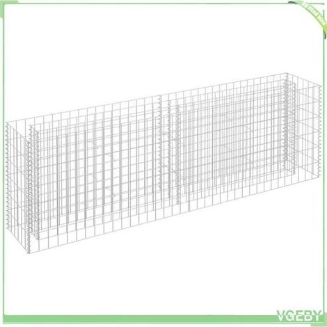 Lit surélevé à gabion - FAFEICY - 145634 - Acier galvanisé - 180x30x60 cm - Argenté (1/5)