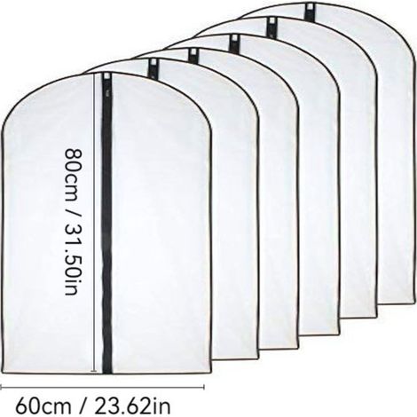 Questo set di sei copriabiti trasparenti da appendere protegge efficacemente capi come abiti,60x120 cm,bordo nero (1/5)