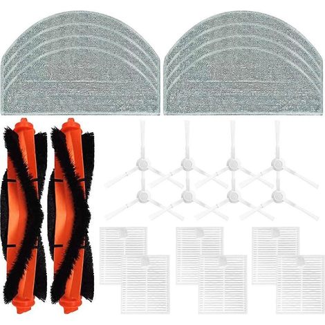 Accessoires de rechange pour aspirateurs robots E10, E10C, E12, B112 / 3C Plus et C103 : brosse principale, filtre et serpillière. (1/5)