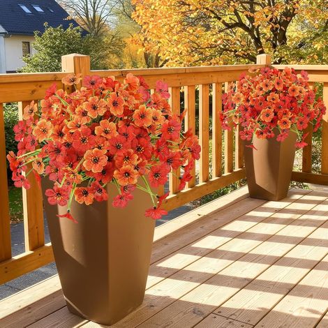 fleurs artificielles rouges et oranges imperméables résistantes aux UV pour décoration d'intérieur 12 pièces (1/5)