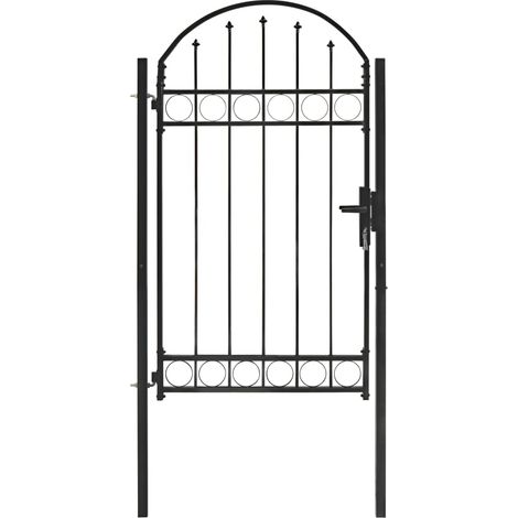 Portail de jardin avec dessus arqué Acier 100x175 Noir (1/5)