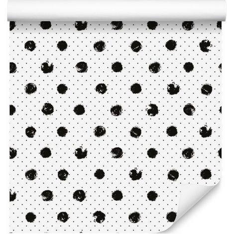 Papel pintado de puntos negros para salón y dormitorio, 50x1000 cm (1/5)