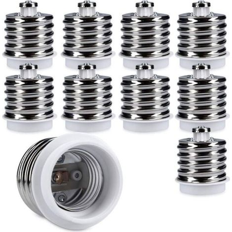 Adaptateur de douille - - E40 vers E27 - Lot de 10 - Compatible LED - Compatible halogène (1/4)