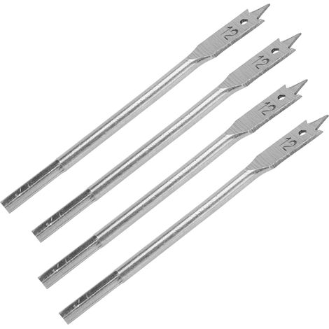 Jeu de 4 forets plats en acier à haute teneur en carbone pour le travail du bois, 12 mm (1/5)