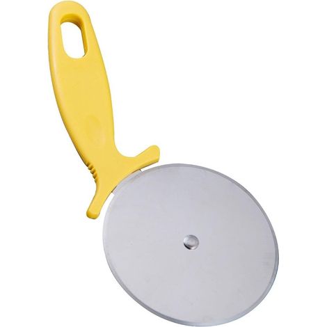 Cortador de pizza de acero inoxidable - Utensilios de cocina - Preparación de alimentos - Mango de seguridad mejorado - 16,6 x 8,5 cm - Plateado (1/5)
