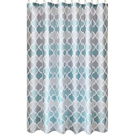 Rideau de douche imperméable résistant à la moisissure avec rideau de salle de bain rayé gris impression couleur crochet-Ensoleillé (1/3)