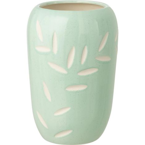 Vase Feuilles en Porcelaine "Foglia" 29cm Bleu Clair (1/2)