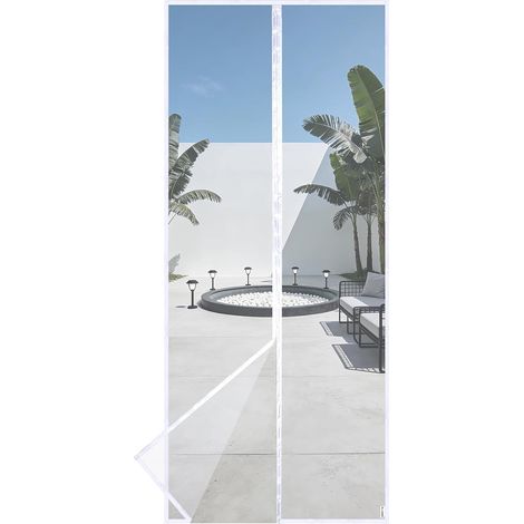 Moustiquaire Magnétique Pour Portes de Balcon et Fenêtres - Rideau Avec Aimants Puissants Pour Fermeture Parfaite - Installation Facile Sans Perçage (90x200CM, Blanc) (1/5)