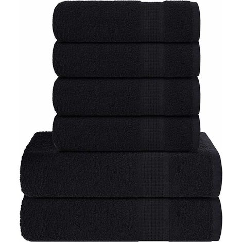 Juego de toallas 6 piezas 100% algodón negro 360 gsm