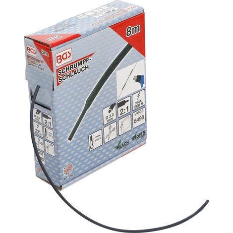 Caja de fundas termorretráctiles  negra  Ø 3 mm  8 m (1/4)