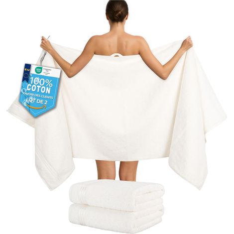 Serviettes de Sauna Lot de 2 80x200 cm, Serviette de Douche XL (1/5)