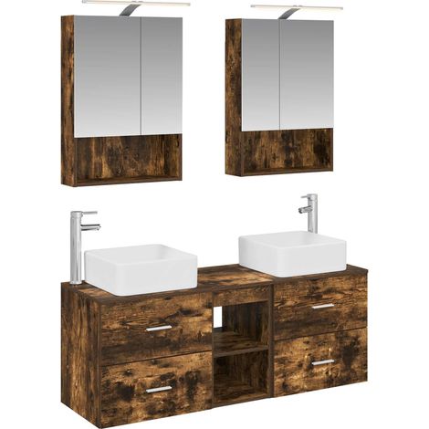 Juego de muebles de baño 5 uds. Roble Ahumado vidaXL (1/5)