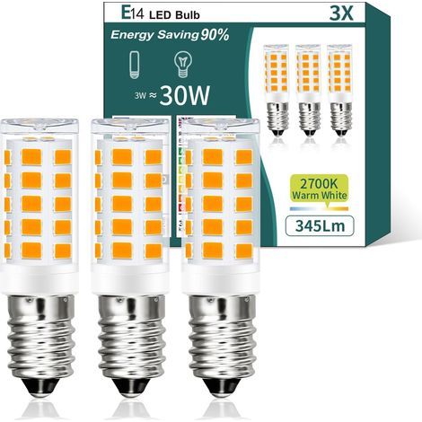 E14 LED-Glühbirne, warmweiß, 3 W, 345 lm, 2700 K, E14-Glühbirne ersetzt 30-W-Halogenlampen, kein Flimmern, Kühlschranklampe, nicht dimmbar, LED-Maisbirne für [Energieklasse E] (1/5)