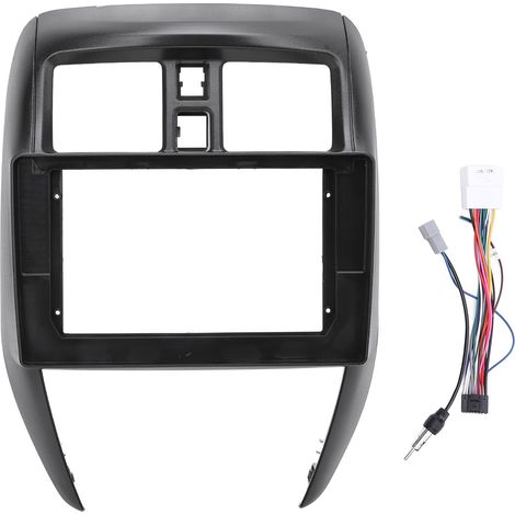Schwarzer 10,1-Zoll-Navigationspanelrahmen, 2-DIN-Autoradio-Einbaurahmen für Nissan Versa (2015–2019) mit Stromkabel (1/5)