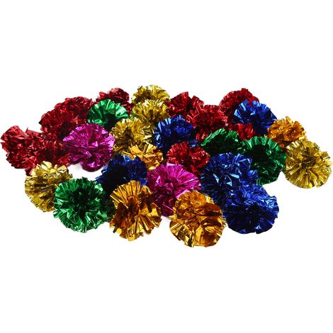 Lot de 30 balles pour animaux de compagnie, multicolores, en plastique brillant, à froisser, pour chatons et chats âgés (1/5)
