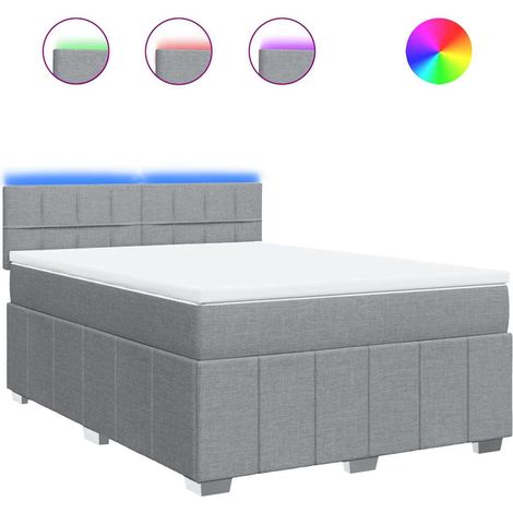 Maison Exclusive - Cama box spring con colchón tela gris claro 14