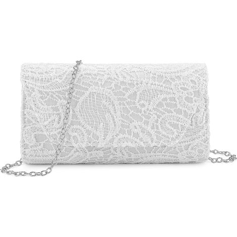 Elegante bolso de mano de encaje para mujer - Bolso de hombro para bodas, fiestas y cócteles