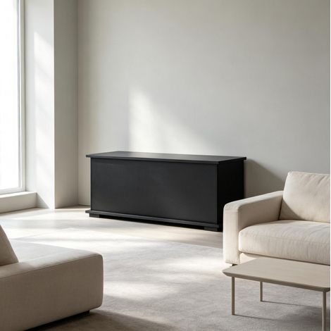 Banco de almacenaje multifuncional con tapa abatible, 100 x 40 x 40 cm, negro DESVIAE (1/5)