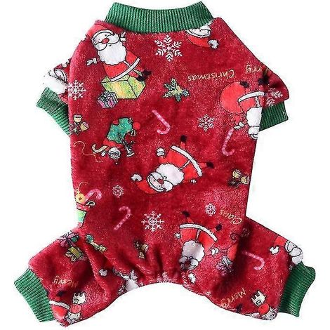 Hundepyjama Winter Hundekleidung Bedruckter warmer Overall Mantel für kleine Hunde Welpen Hund Katze Chihuahua Pomeranian Kleidung Overalls 25 (1/5)
