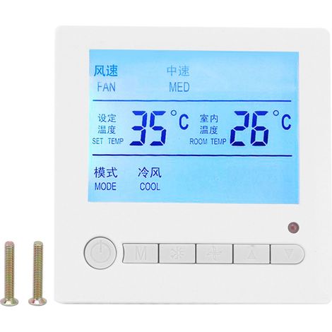 Thermostat intelligent AC220V pour climatisation, panneau de commande avec écran LCD, régulateur de température pour ventilateur-convecteur, interrupteur mural. (1/5)