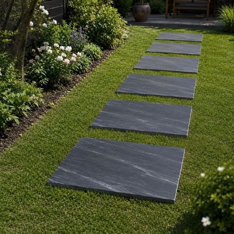 Pas Japonais Rectangle en Ardoise Noire 60x50x2-4 cm - À l'unité - Ti'ma Stone (1/5)