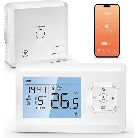 Thermostat connecté WiFi programmable – Commande vocale Alexa et Google Home – Fonction antigel – Alimentation batterie ou USB (1/4)
