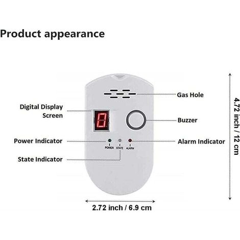 Aougo – Rilevatore di gas con allarme acustico da 85 dB – Display digitale a LED – Installazione plug-and-play per gas naturale e GPL – Design ignifugo (1/4)