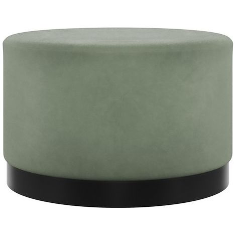 Lara Large Pouffe - Velvet/Metal - L60.5 x W60.5 x H35.5 cm - Sage/Black Matte