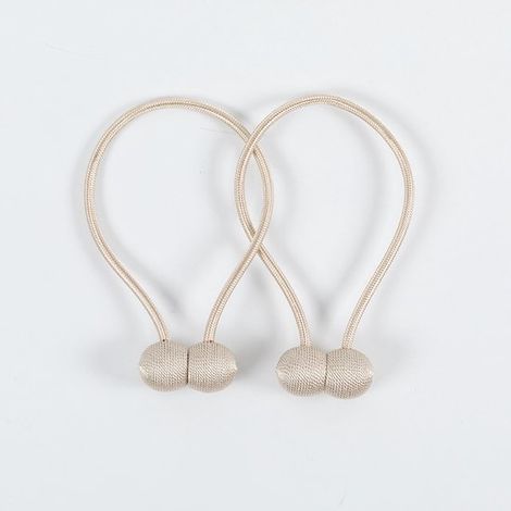 Lot de 2 embrasses de rideaux - Embrasses de rideaux - Pinces magnétiques pour rideaux - Beige - Aimants néodyme/Polyester Beige (1/5)