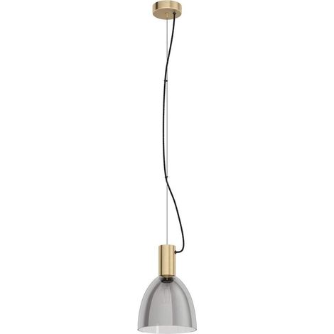 Suspension luminaire Lebalio, lustre chambre en acier bruni et verre (1/3)
