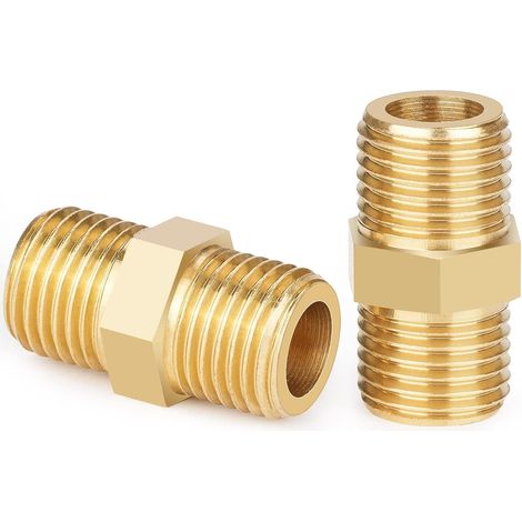 Dubbele Mamelon 1/4" (12 mm), roue d'assemblage en laiton, 2 pièces de mamelon dubbele Zeskan 1/4" AG/AG, raccord fileté, raccords en laiton pour buisaansluiting (1/5)
