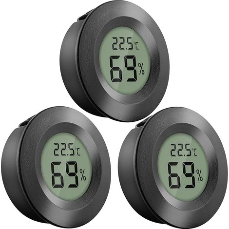 3 Pièces Mini Digital Thermomètre Hygromètre, Portable Numérique LCD Température Humidité Mesure -50+70℃ 2090% RH Compact et Précis pour Bureau Maison Cuisine Serre Cave Chambre Enfant (1/5)