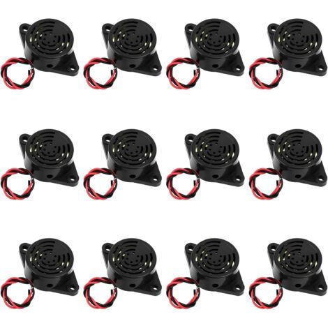 PA Packung mit 12 elektronischen Alarmen SFM-27-I – Aktiver piezoelektrischer elektronischer Summer – DC 3–24 V – mit Kabel – 110 mm (1/5)