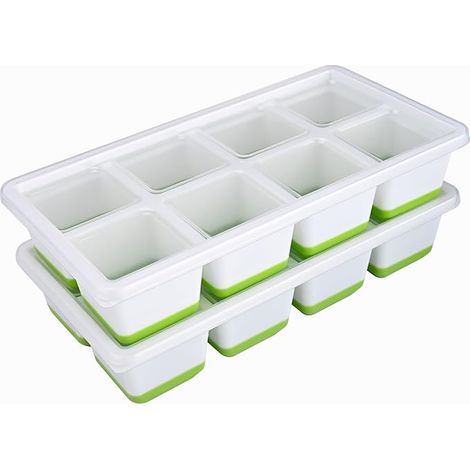 Bac à glaçons, lot de 2 grands moules à glaçons, moules à glaçons sans BPA pour congélateur, bac à glaçons en silicone avec (1/5)