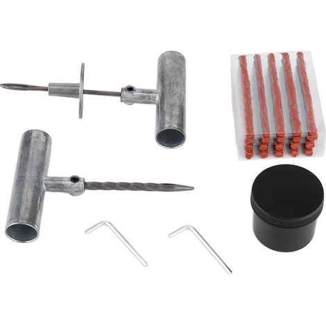 Kit de réparation de pneus tubeless, outil de réparation de crevaison pour tracteurs, tondeuses à gazon, camions et automobiles (1/5)