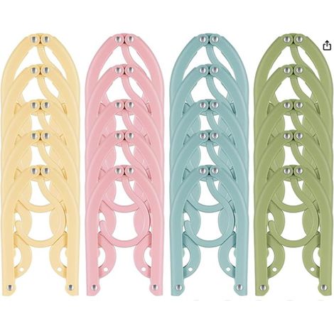 Cintres pliables, 4 couleurs, lot de 20, pratiques pour la maison, l'hôtel, les voyages et le camping. (1/5)
