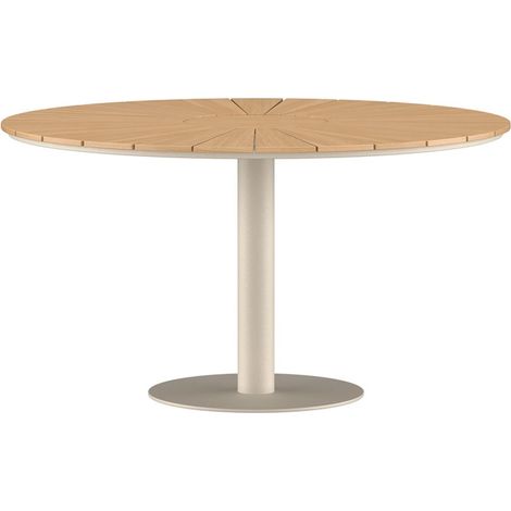 Table de Jardin Ronde en Teck "Croft" 120cm Beige