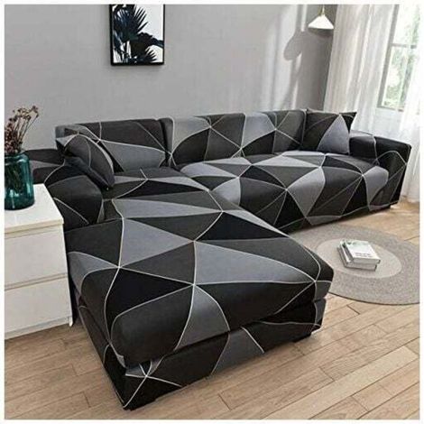 Housse de canapé d'angle extensible 1 place 90-140 cm – Tissu élastique 92% polyester – Protection contre éclaboussures et taches (1/5)